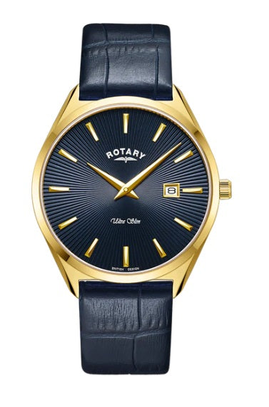 Mens gold watch discount with leather strap