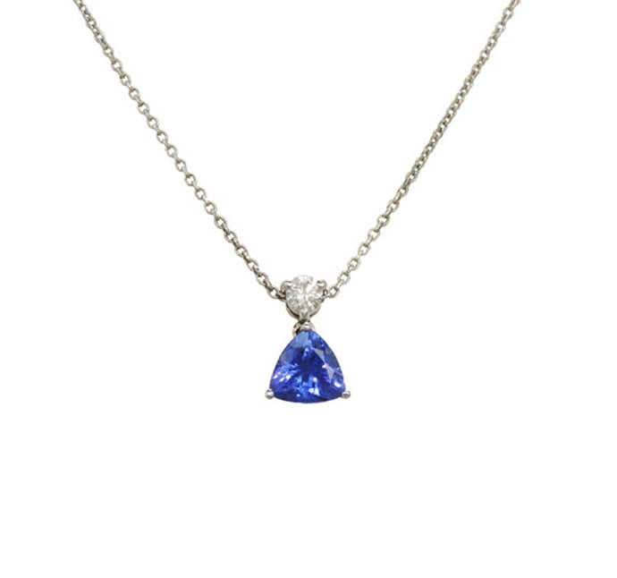 18ct White Gold Tanzanite &amp; Diamond Necklace