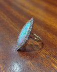 Pre Owned 18ct Yellow Gold Vintage Marquise Opal & Diamond Cluster Ring