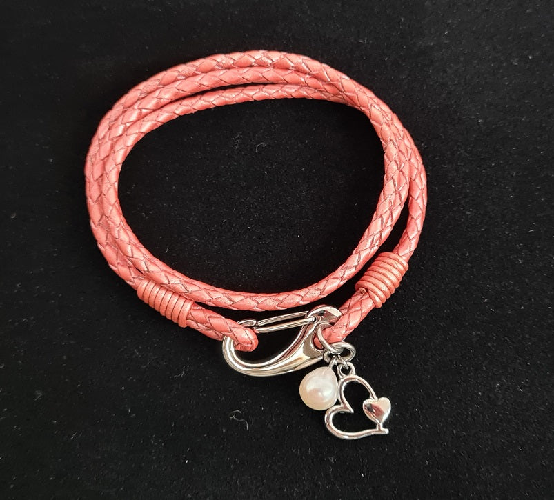 Ladies Unique &amp; Co Coral Leather Bracelet