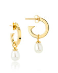 Gold on Sterling Silver Claudia Bradby Biography Pearl Hoop Earrings