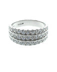 Platinum 1.00ct 3 Row Diamond Half Eternity Ring