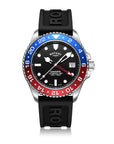 Mens Steel Rotary Seamatic Automatic GMT Watch on Rubber Strap