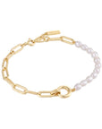 Gold Vermeil Ania Haie Pearl Chunky Link Chain Bracelet