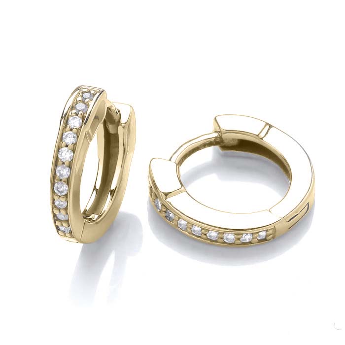 Small diamond hoop store earrings yellow gold